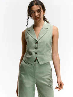 GATE Kamizelka z domieszką lnu| Kurtki I Płaszcze·Żakiety|Kategorie·Kamizelki