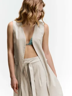 GATE Kamizelka z domieszką lnu| Kurtki I Płaszcze·Żakiety|Kategorie·Kamizelki