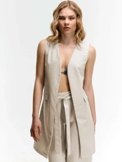 GATE Kamizelka z domieszką lnu| Kurtki I Płaszcze·Żakiety|Kategorie·Kamizelki