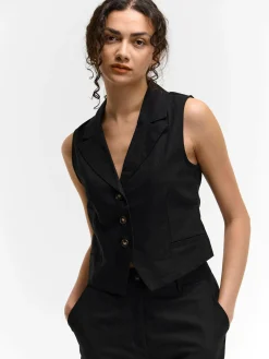 GATE Kamizelka z domieszką lnu| Kurtki I Płaszcze·Żakiety|Kategorie·Kamizelki