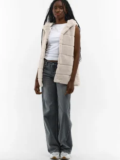 GATE Kamizelka z imitacji futerka z kapturem| Kurtki I Płaszcze·Kamizelki|Kurtki I Płaszcze·Pikowana Kurtka