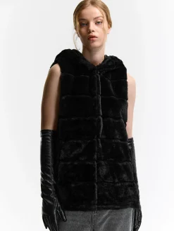 GATE Kamizelka z imitacji futerka z kapturem| Kurtki I Płaszcze·Kamizelki|Kurtki I Płaszcze·Pikowana Kurtka