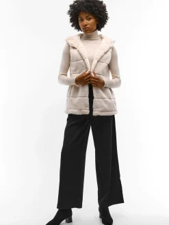 GATE Kamizelka z imitacji futerka z kapturem| Kurtki I Płaszcze·Kamizelki|Kurtki I Płaszcze·Pikowana Kurtka