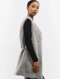 GATE Kamizelka z imitacji futerka z paskiem| Kurtki I Płaszcze·Kamizelki