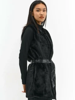 GATE Kamizelka z imitacji futerka z paskiem| Kurtki I Płaszcze·Kamizelki