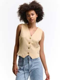 GATE Kamizelka z imitacji zamszu| Kurtki I Płaszcze·Żakiety|Kategorie·Kamizelki