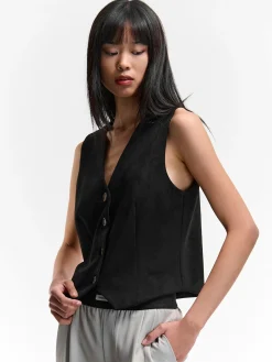 GATE Kamizelka z imitacji zamszu| Kurtki I Płaszcze·Żakiety|Kategorie·Kamizelki