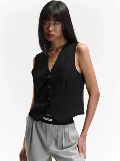 GATE Kamizelka z imitacji zamszu| Kurtki I Płaszcze·Żakiety|Kategorie·Kamizelki