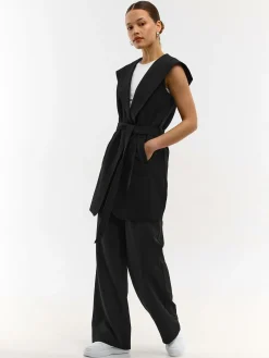 GATE Kamizelka z paskiem i kapturem| Kurtki I Płaszcze·Kamizelki