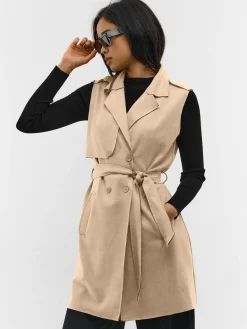 GATE Kamizelka z paskiem z imitacji zamszu| Kurtki I Płaszcze·Kamizelki