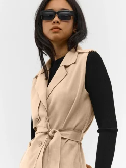 GATE Kamizelka z paskiem z imitacji zamszu| Kurtki I Płaszcze·Kamizelki