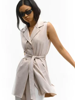 GATE Kamizelka z paskiem z imitacji zamszu| Kurtki I Płaszcze·Żakiety|Kategorie·Kamizelki