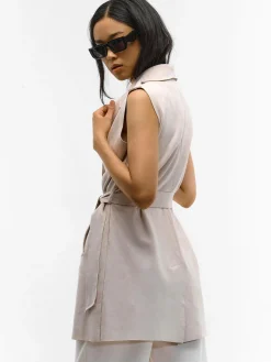 GATE Kamizelka z paskiem z imitacji zamszu| Kurtki I Płaszcze·Żakiety|Kategorie·Kamizelki