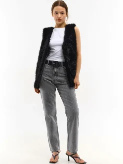 GATE Kamizelka ze sztucznego futra z paskiem| Kurtki I Płaszcze·Kamizelki