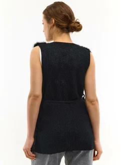 GATE Kamizelka ze sztucznego futra z paskiem| Kurtki I Płaszcze·Kamizelki