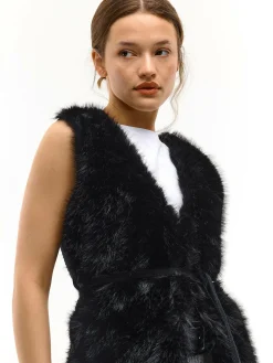 GATE Kamizelka ze sztucznego futra z paskiem| Kurtki I Płaszcze·Kamizelki