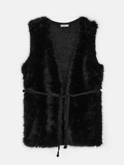 GATE Kamizelka ze sztucznego futra z paskiem| Kurtki I Płaszcze·Kamizelki