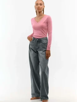 GATE Klasyczna koszulka z dekoltem w serek| Koszulki I Topy·Koszulki