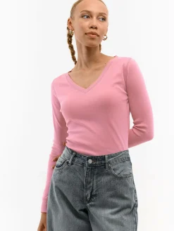 GATE Klasyczna koszulka z dekoltem w serek| Koszulki I Topy·Koszulki