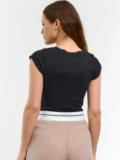 GATE Klasyczna koszulka z dekoltem w serek| Koszulki I Topy·Koszulki