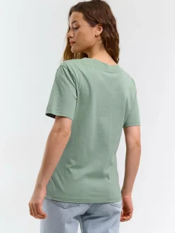 GATE Klasyczna koszulka z dekoltem w serek| Koszulki I Topy·Koszulki