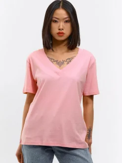 GATE Klasyczna koszulka z dekoltem w serek| Koszulki I Topy·Koszulki