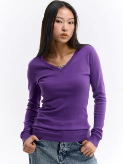 GATE Klasyczna koszulka z dekoltem w serek| Koszulki I Topy·Koszulki