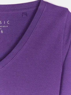 GATE Klasyczna koszulka z dekoltem w serek| Koszulki I Topy·Koszulki