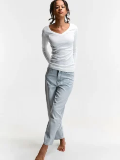 GATE Klasyczna koszulka z dekoltem w serek| Koszulki I Topy·Koszulki