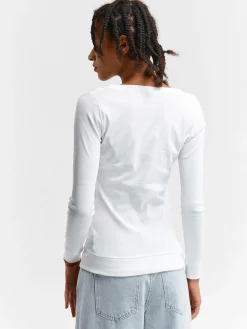 GATE Klasyczna koszulka z dekoltem w serek| Koszulki I Topy·Koszulki