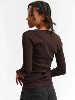 GATE Klasyczna koszulka z dekoltem w serek| Koszulki I Topy·Koszulki