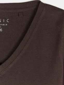 GATE Klasyczna koszulka z dekoltem w serek| Koszulki I Topy·Koszulki