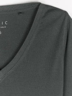 GATE Klasyczna koszulka z dekoltem w serek| Koszulki I Topy·Koszulki