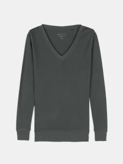 GATE Klasyczna koszulka z dekoltem w serek| Koszulki I Topy·Koszulki