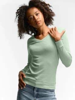 GATE Klasyczna koszulka z dekoltem w serek| Koszulki I Topy·Koszulki