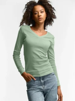 GATE Klasyczna koszulka z dekoltem w serek| Koszulki I Topy·Koszulki