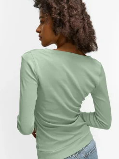 GATE Klasyczna koszulka z dekoltem w serek| Koszulki I Topy·Koszulki