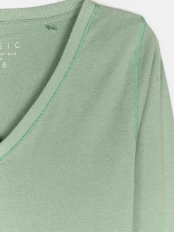 GATE Klasyczna koszulka z dekoltem w serek| Koszulki I Topy·Koszulki