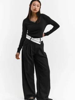 GATE Klasyczna koszulka z dekoltem w serek| Koszulki I Topy·Koszulki