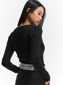 GATE Klasyczna koszulka z dekoltem w serek| Koszulki I Topy·Koszulki