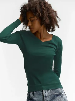 GATE Klasyczna koszulka z dekoltem w serek| Koszulki I Topy·Koszulki