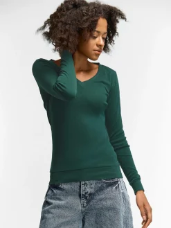 GATE Klasyczna koszulka z dekoltem w serek| Koszulki I Topy·Koszulki