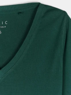 GATE Klasyczna koszulka z dekoltem w serek| Koszulki I Topy·Koszulki