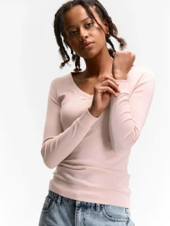 GATE Klasyczna koszulka z dekoltem w serek| Koszulki I Topy·Koszulki