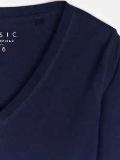 GATE Klasyczna koszulka z dekoltem w serek| Koszulki I Topy·Koszulki