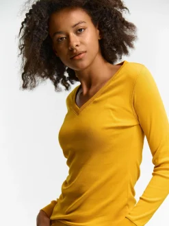 GATE Klasyczna koszulka z dekoltem w serek| Koszulki I Topy·Koszulki