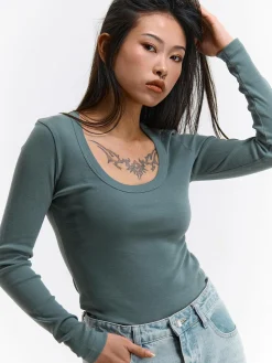 GATE Klasyczna koszulka z długim rękawem| Koszulki I Topy·Koszulki