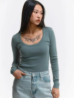 GATE Klasyczna koszulka z długim rękawem| Koszulki I Topy·Koszulki