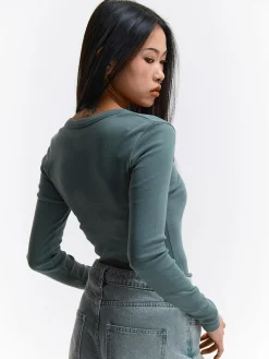 GATE Klasyczna koszulka z długim rękawem| Koszulki I Topy·Koszulki