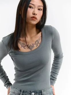 GATE Klasyczna koszulka z długim rękawem| Koszulki I Topy·Koszulki